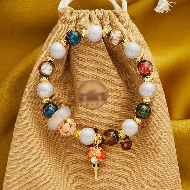 Fragrant Gray Glaze Cinnabar Swallowing Gold Beast Bracelet