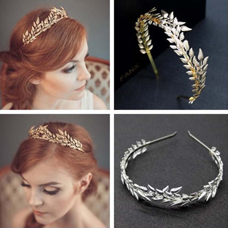 Braut Haarreif mit goldenen Blättern Legierung Krone Haarschmuck