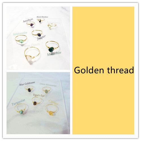 Special Shaped Crystal Copper Wire Braided Gem Ring