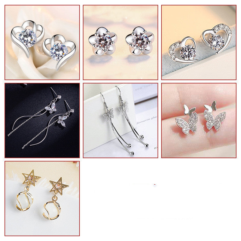 S925 Sterling Silber Anzug Weibliche Kombination Exquisite Mode Lange Schleifenohrringe