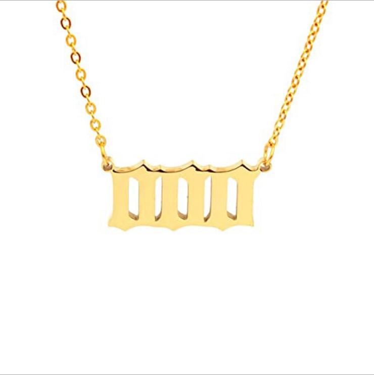 Collar corto para mujer con colgante de número angelical 0-9