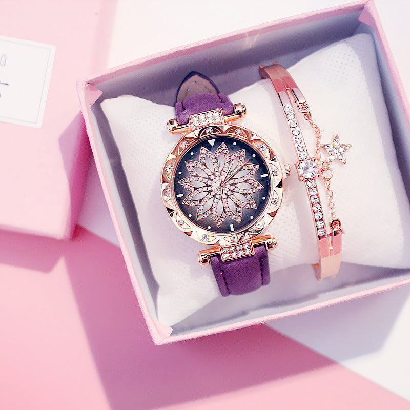 Reloj de cuarzo informal giratorio para mujer, estilo red