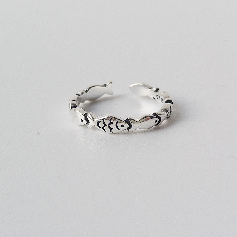 Silberfarbener Fisch Für Frauen Liebhaber Finger Valentinstag Geschenke Kreativer Verstellbarer Öffnungsring Schmuck