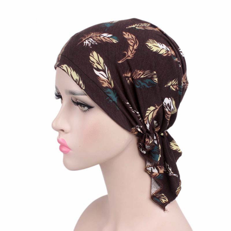 Stretch cotton print turban hat