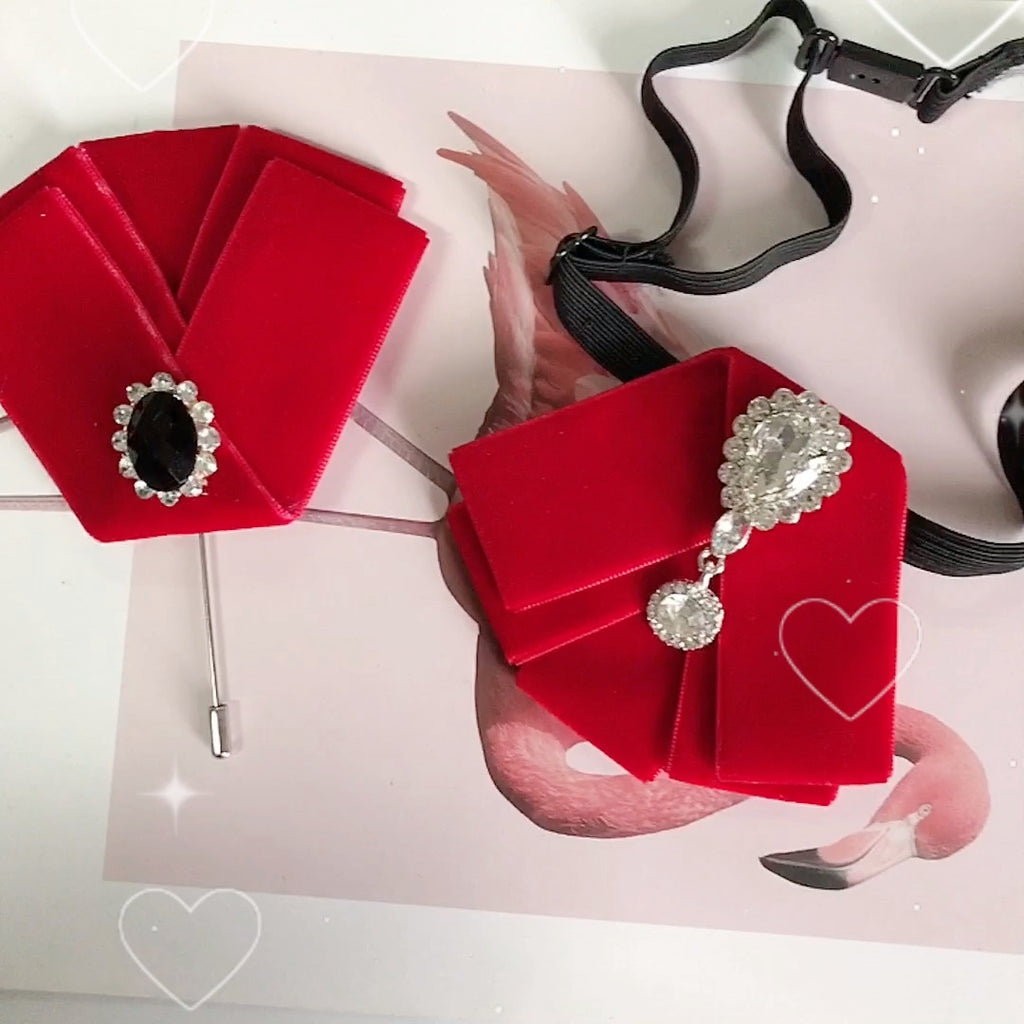 Conjunto de pajarita y pañuelo de bolsillo con diseño de diamantes negros