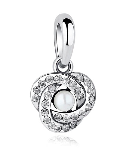 S925 Sterling Silber mit Zirkon-Liebeskleeblatt-Perlen