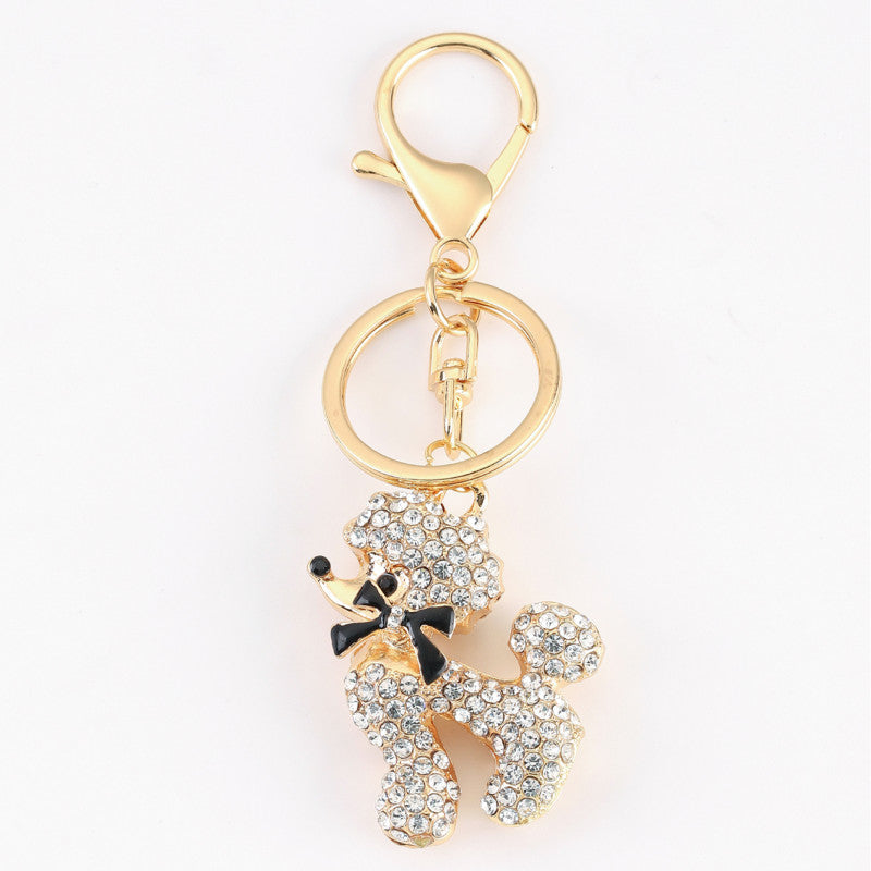Llavero de coche de diamante de agua, zodiaco, perro pequeño, para mujer, Han