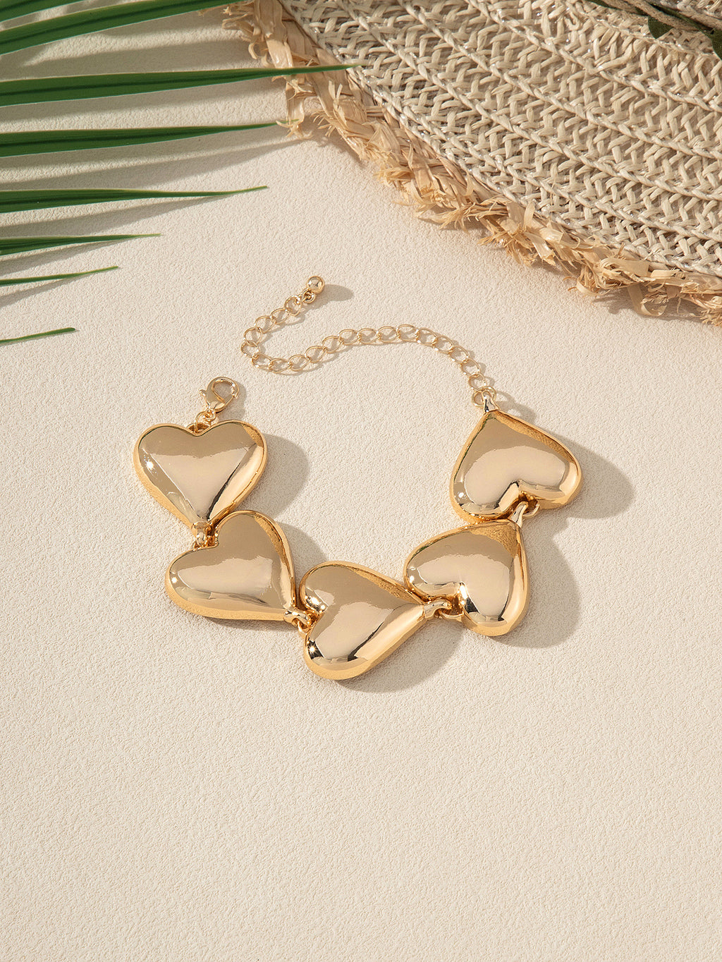 Exaggerated Glossy Metal Heart Bracelet Temperament Women's