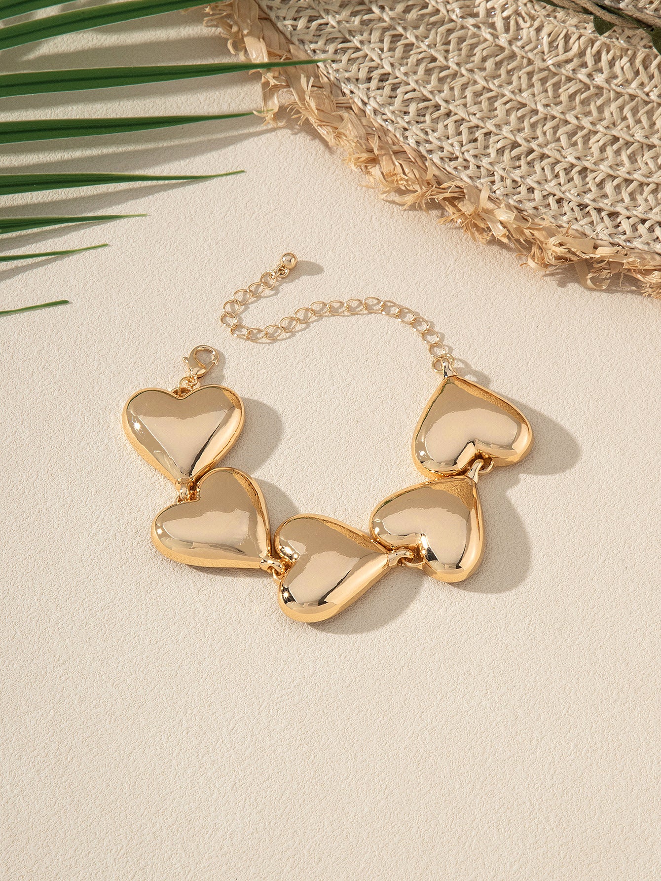 Exaggerated Glossy Metal Heart Bracelet Temperament Women's