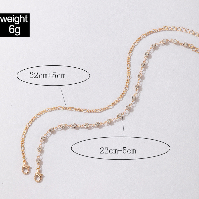 Tobillera Doble de Diamantes de Joyería Lujosa Sencilla