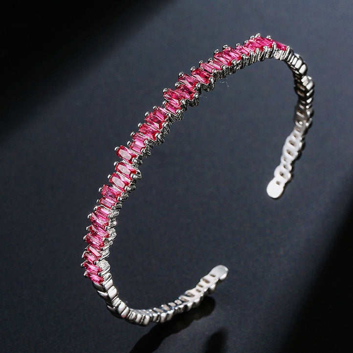 Pulsera europea y americana, pulsera de circonita con microincrustaciones de lujo ligero, joyería de mano sencilla para mujer, pulsera de moda
