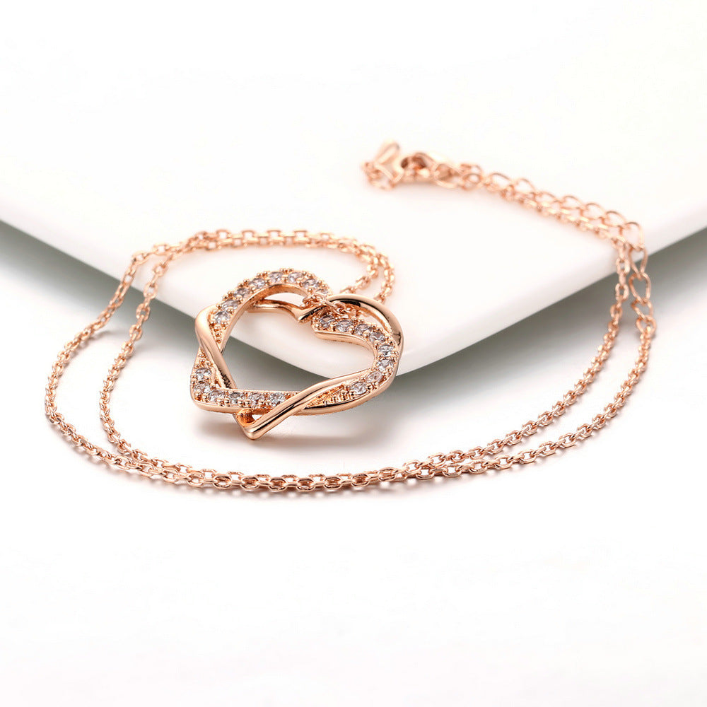 Heart to heart rose gold necklace