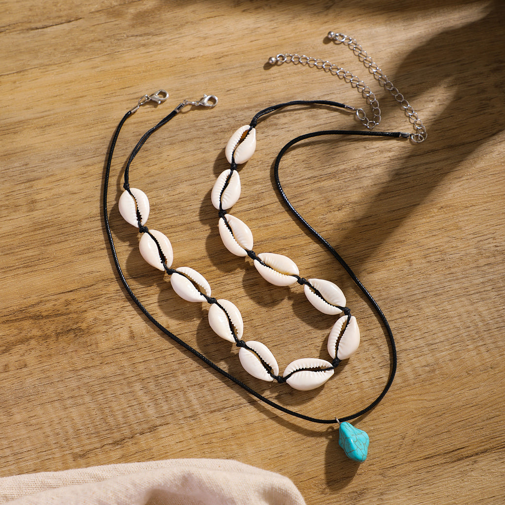 Muschelkette unregelmäßig Türkis Halskette für Herren Schlüsselbeinkette Schmuck