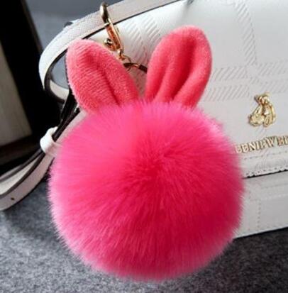 Colorful Bunny Fur Keychain
