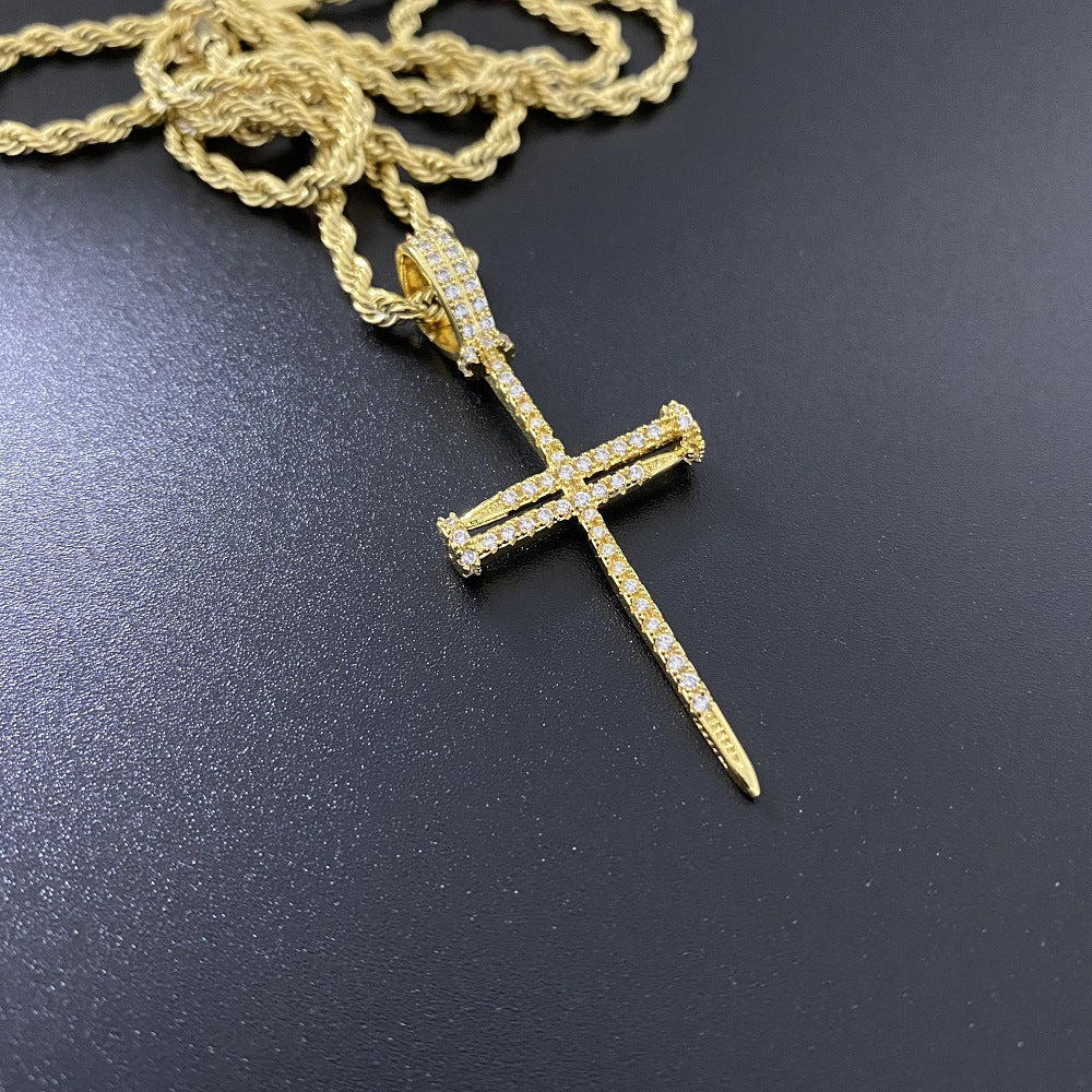 Zirkon Nagel Kreuz Halskette Schmuck Halskette