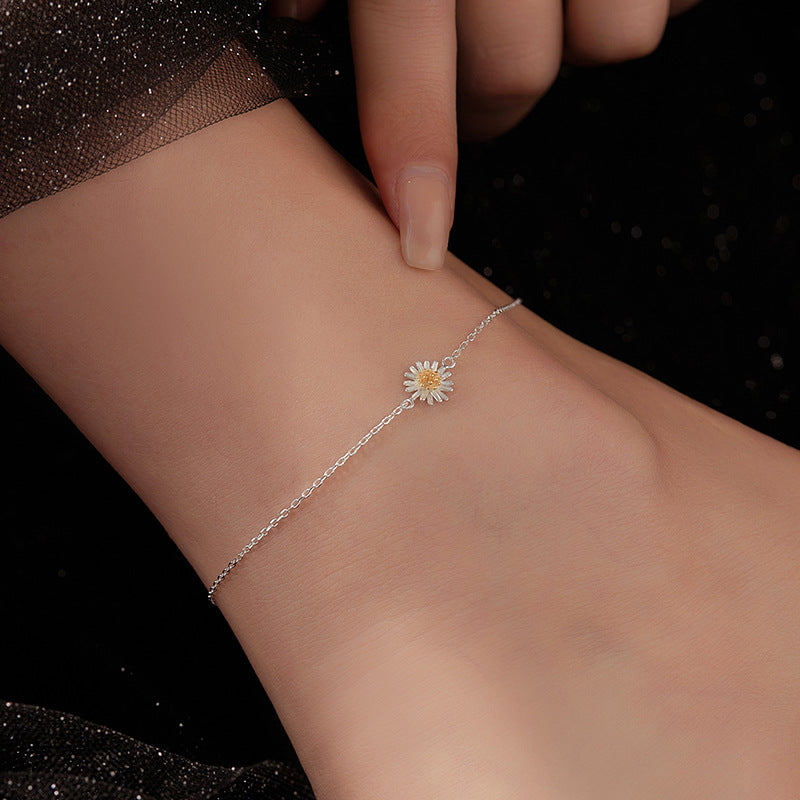 Pulsera de tobillo de plata S925 estilo Mori para mujer, cadena fina estilo pastoral
