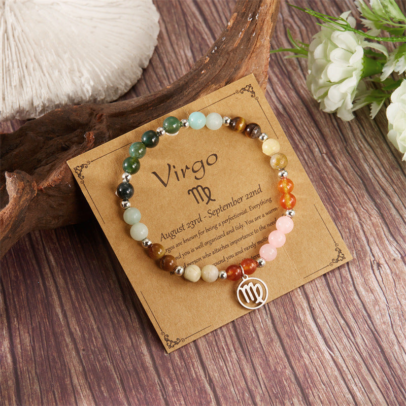 Pulsera de amatista con cuentas y doce constelaciones