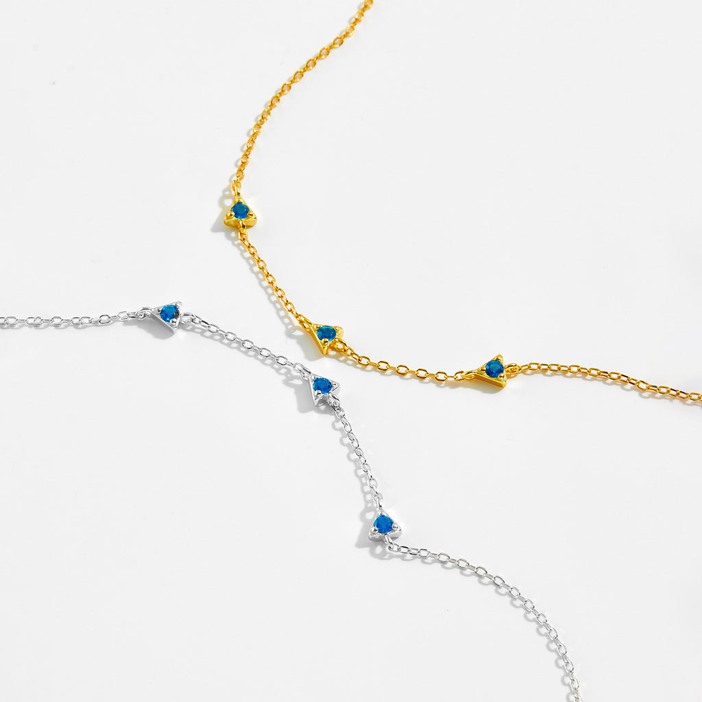 Pulsera doble de plata de ley S925 con diamantes a juego
