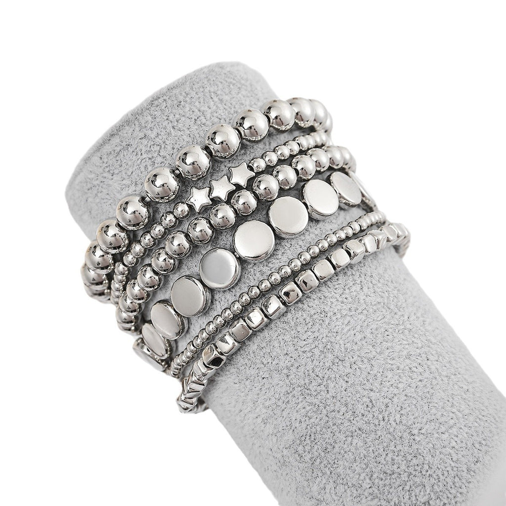 Geometrisches handgefertigtes Perlenarmband aus Legierung für Damen