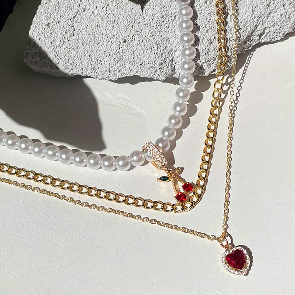 Perlenkette Pärchen Liebe Accessoires Mehrschichtige Halskette