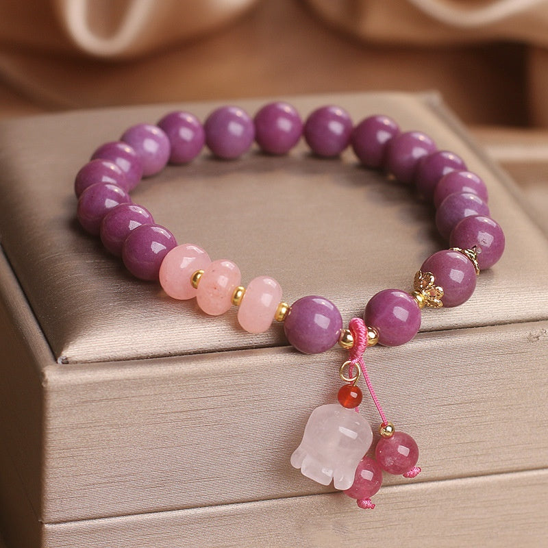 Pulsera de cuentas de ábaco de cristal de jade malva estilo chino
