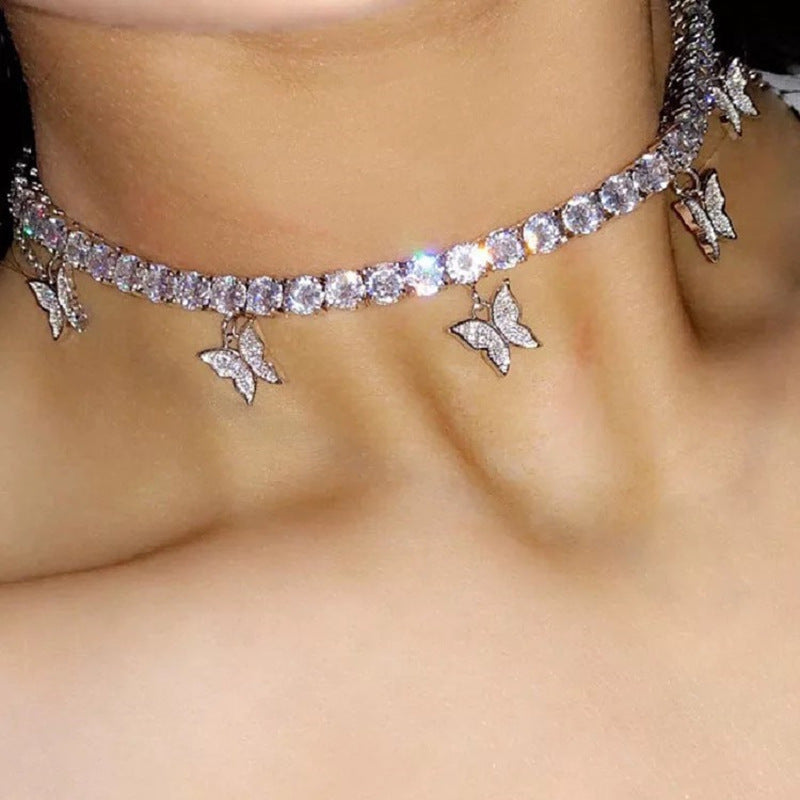 Damenmode Glänzende Kristall-Schlüsselbeinkette