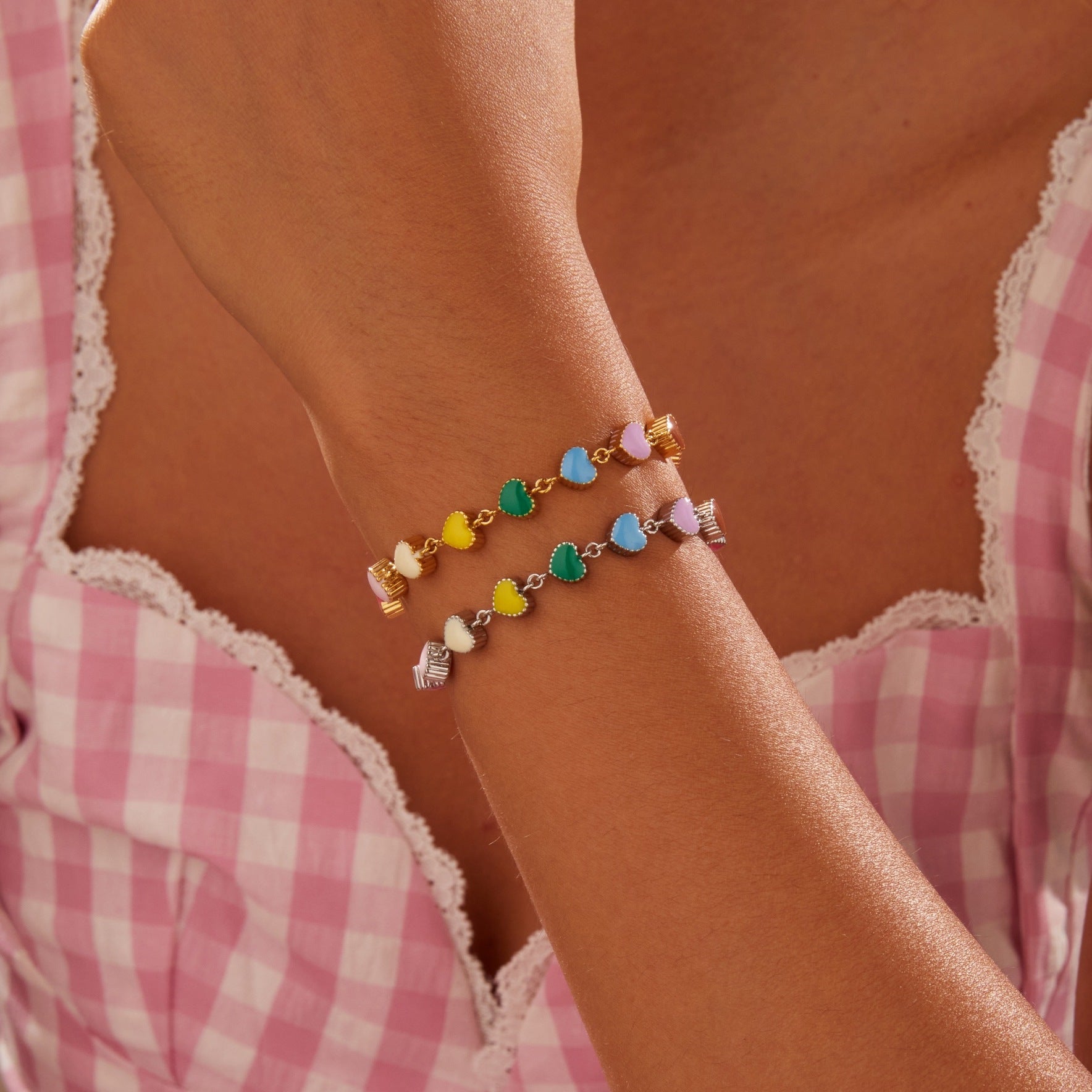 Collar de aceite colorido Pulsera de acero titanio con forma de corazón