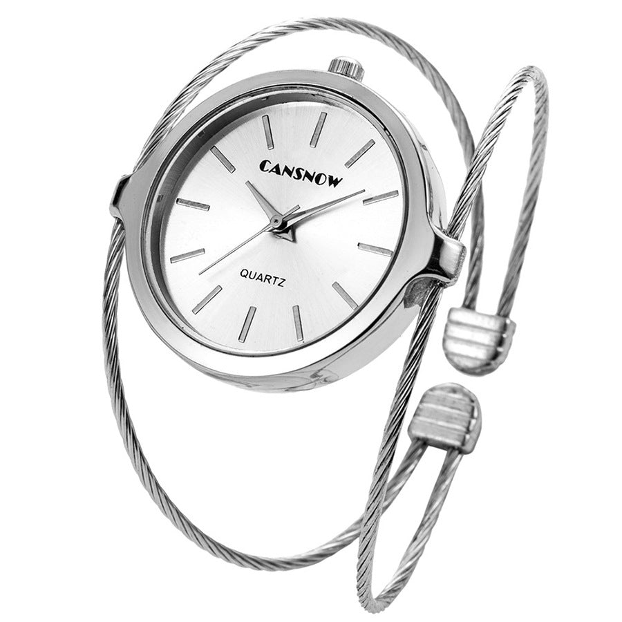 Reloj de pulsera de alambre de acero para mujer con diseño sencillo de cielo estrellado