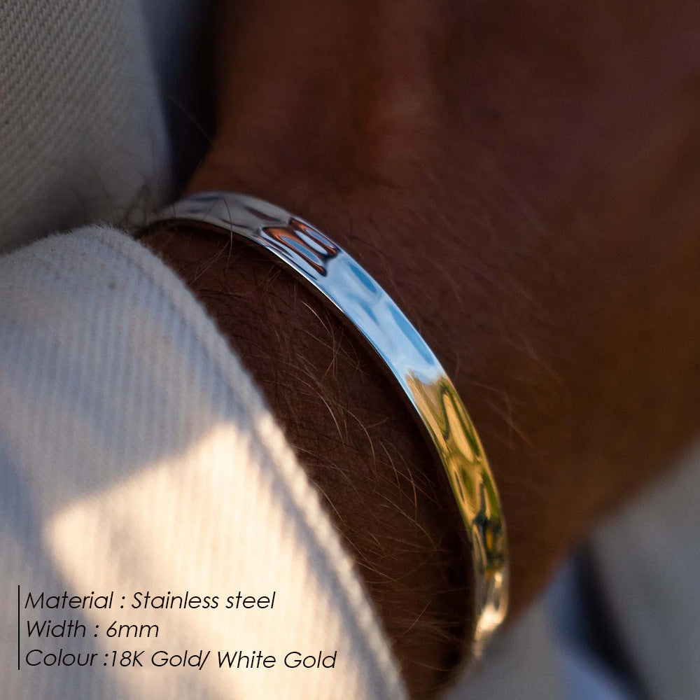 Accesorios Pulsera para hombre de acero inoxidable, diseño abierto, sencilla y elegante