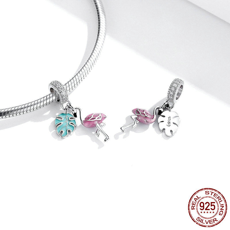Flamingo Armband Zubehör aus Sterlingsilber mit losem Perlen-Design