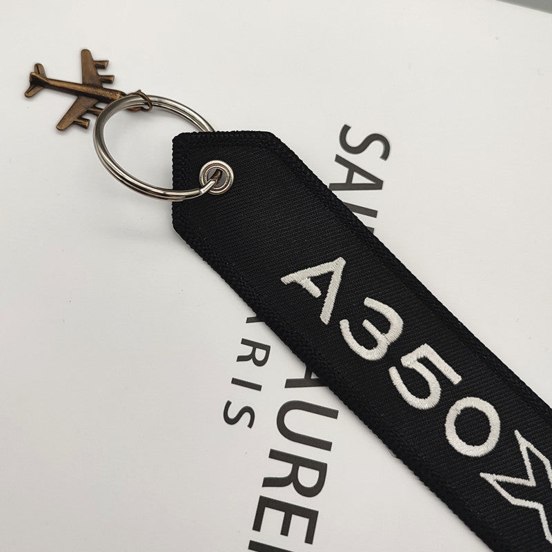 Llavero de aviación de bolsillo con logotipo bordado
