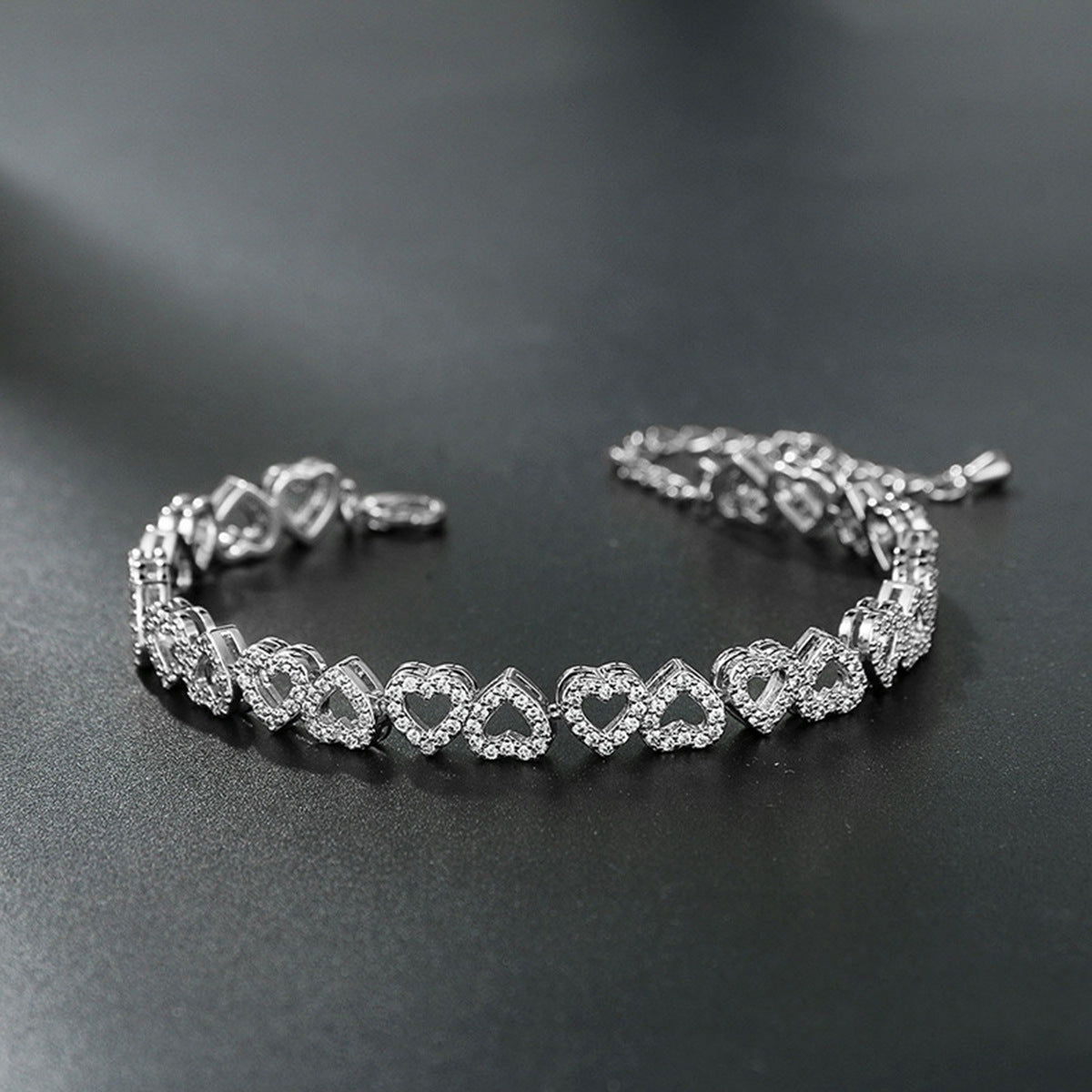 Pulsera de diamantes de alta calidad para niña con corazón de diamantes completo