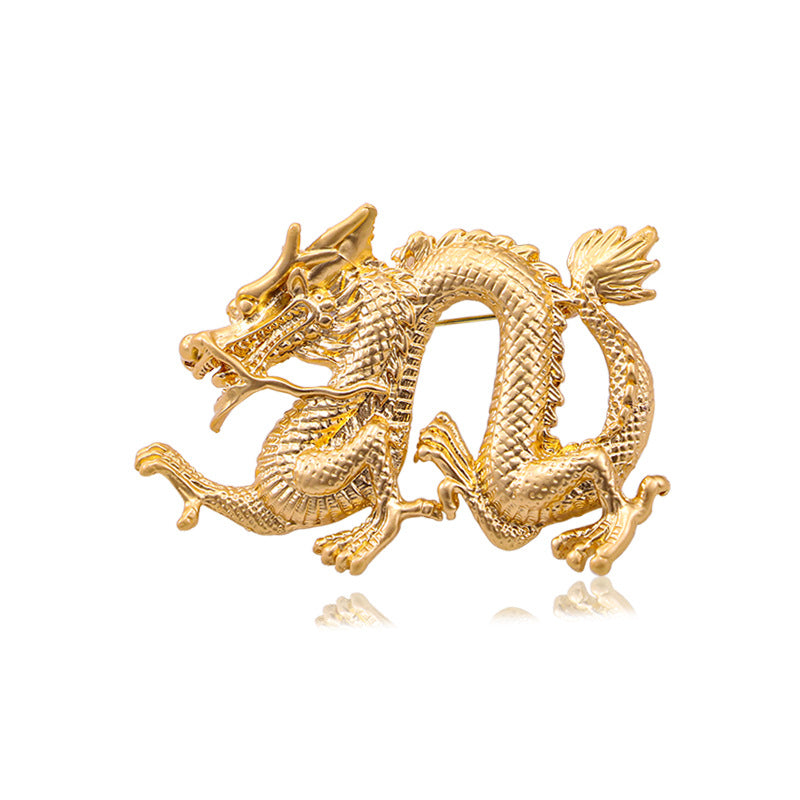 Broche retro de metal esmaltado con forma de dragón volador para hombre