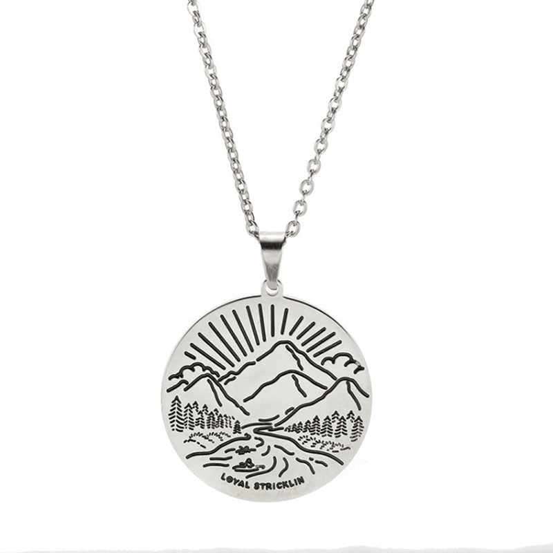 Collar inspirador de pico de montaña, personalidad, montaña nevada, sencillo