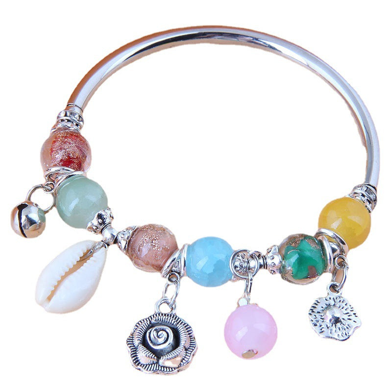 Böser Blick Armband Damen Rose Muschel Kristall Perlen