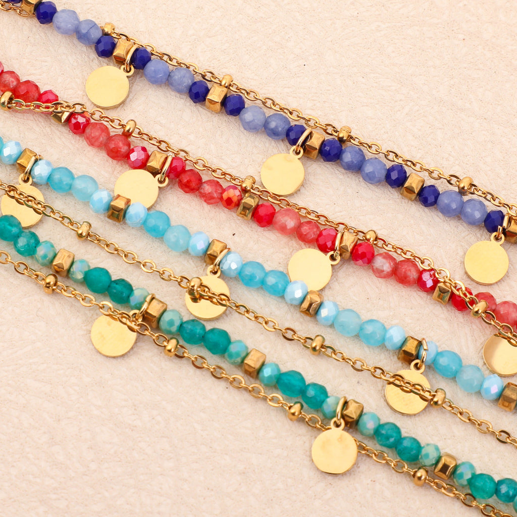 Französisches, handgefertigtes, exquisites kleines Armband mit runden Scheiben