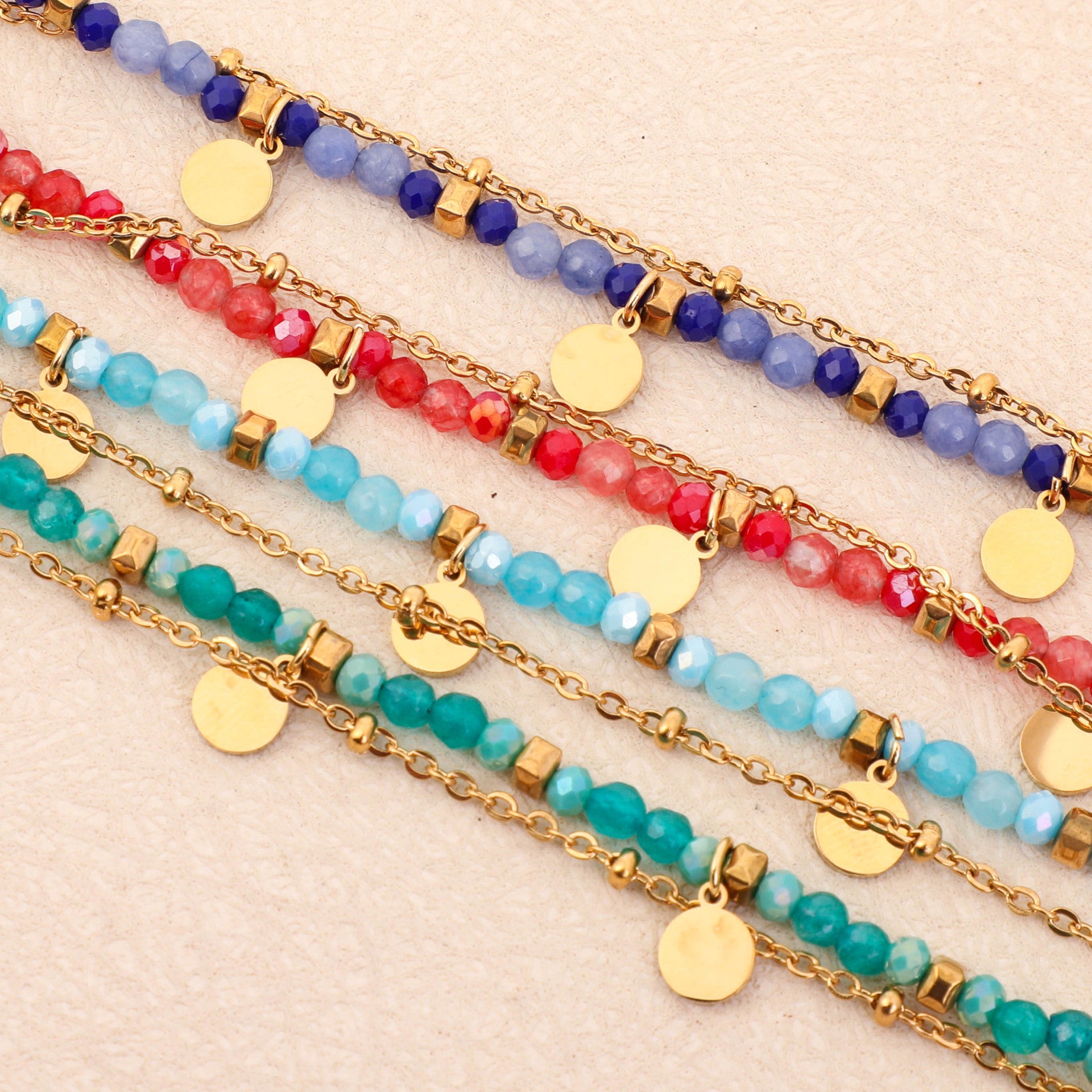 Französisches, handgefertigtes, exquisites kleines Armband mit runden Scheiben