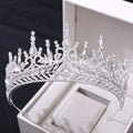 Conjunto de aros para el cabello de boda, corona barroca grande de cristal