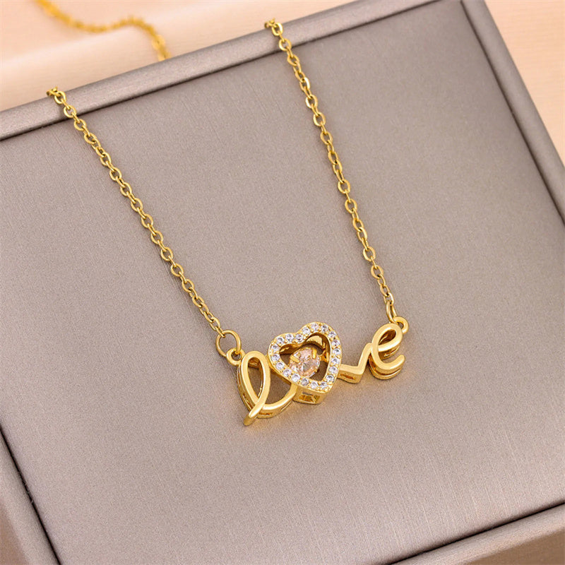 Valentinstag Geschenk Neue Titanstahl Halskette Mode Neue Liebe Smart Halskette Damen Schlüsselbeinkette Modeschmuck Frau