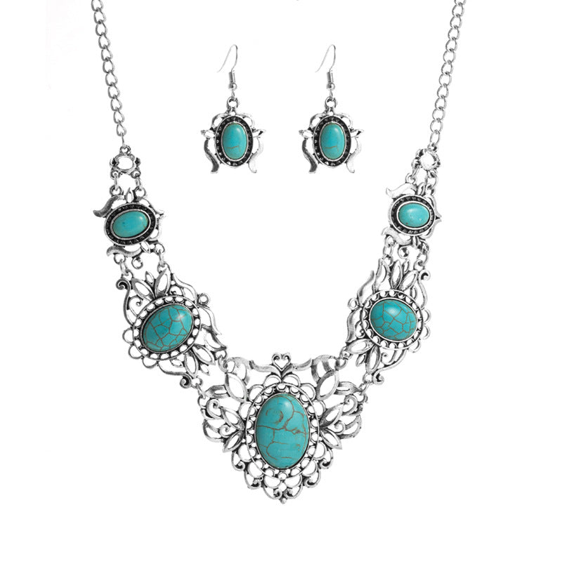 Legierung High-End Temperament Ohrring-Halsketten-Set