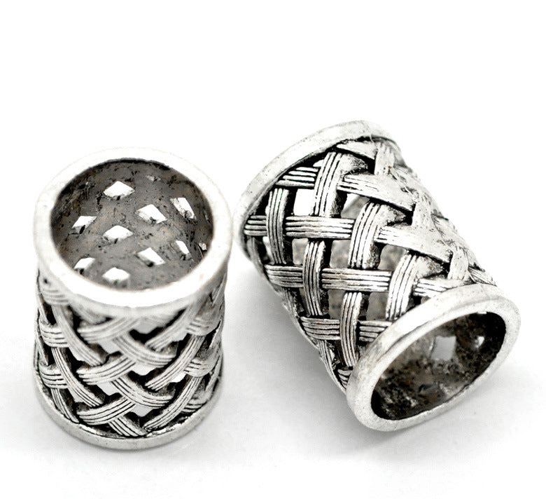 Adornos Accesorios Cuentas de Agujero Grande Plata Antigua Tallado Hueco
