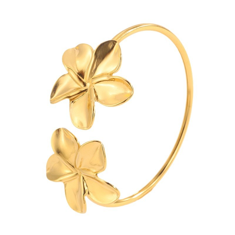 Pulsera de flor abierta de acero inoxidable