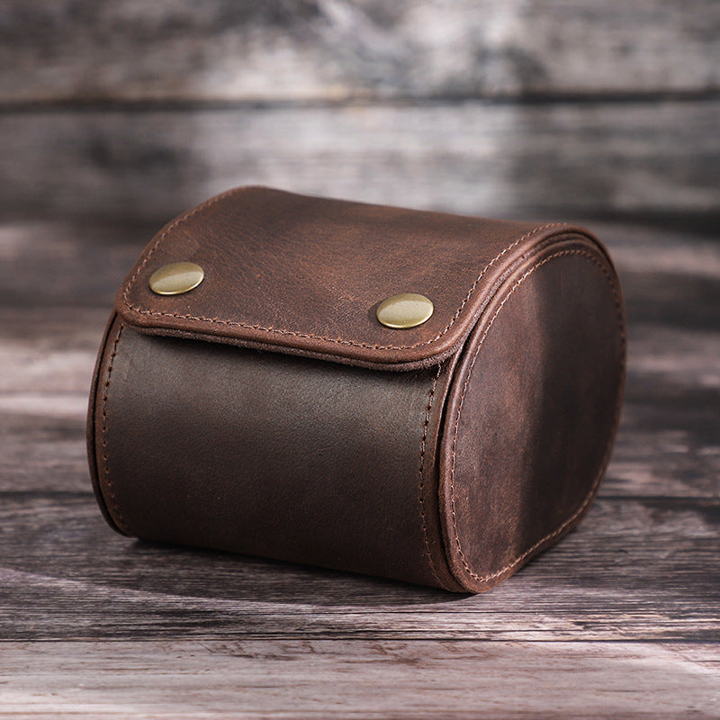 Caja de cuero individual para relojes, estuche portátil para guardar relojes