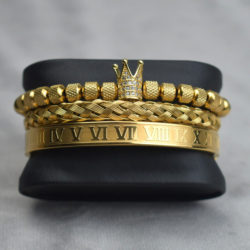 Malla Tejida En Espiral Con Corona De Bola De Piña Y Pulsera Digital Con Diamantes