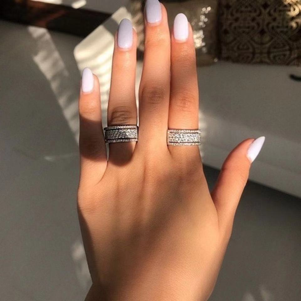 Premium Silberfarben Ring Breite Liebesringe für Damen Verlobungsgeschenke