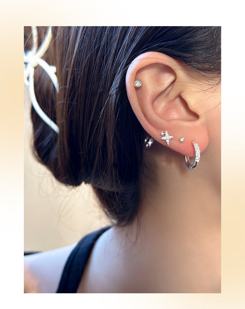 Geometrischer Strass-Zirkonia-Ohrenclip für Damen, schlicht