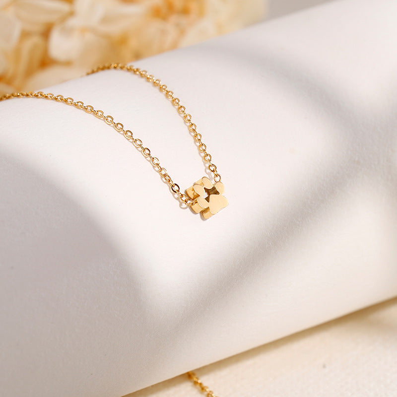 Niedliche Hunde-Pfote Edelstahl Halskette Ohrringe für Frauen Haustier Bär Katze Fußabdruck Schmuck Zubehör