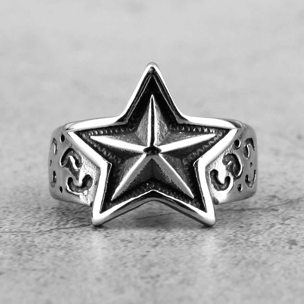 Edelstahlring Herren und Damen Stern-Schmuck