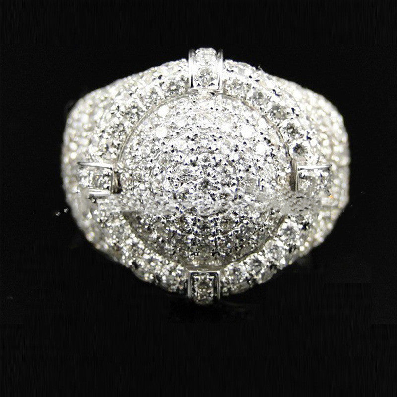 Anillo de piedras preciosas Anillo completo de diamantes para hombre