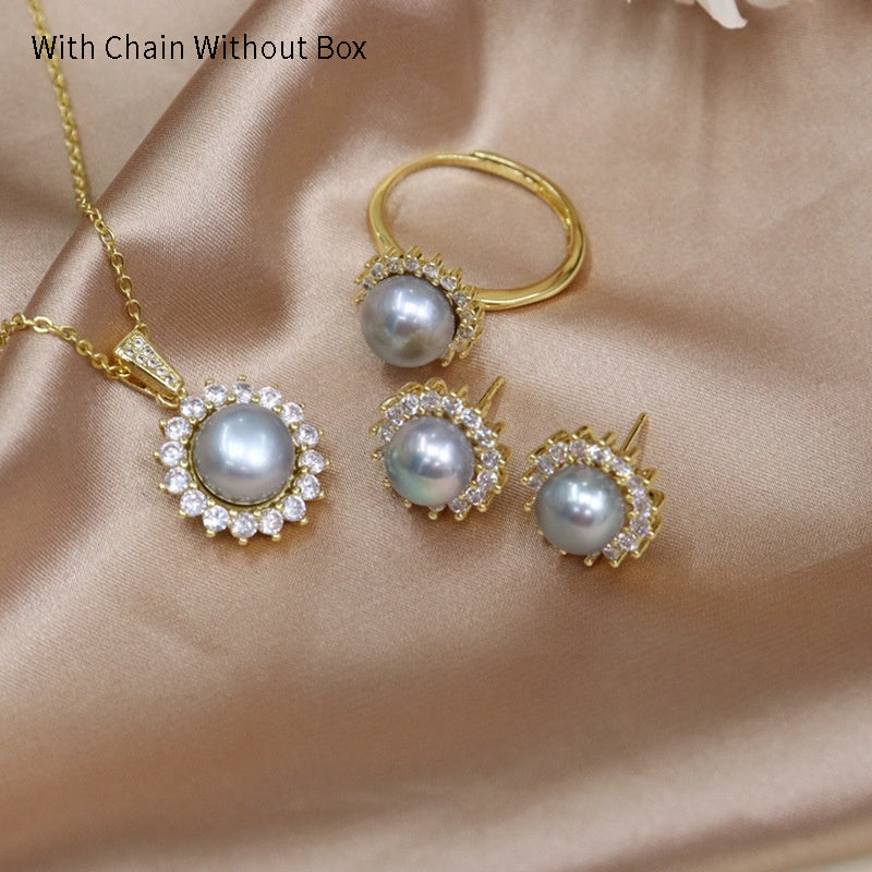 Süßwasserperlen Schlichtheit All-Match-Halsketten-Set